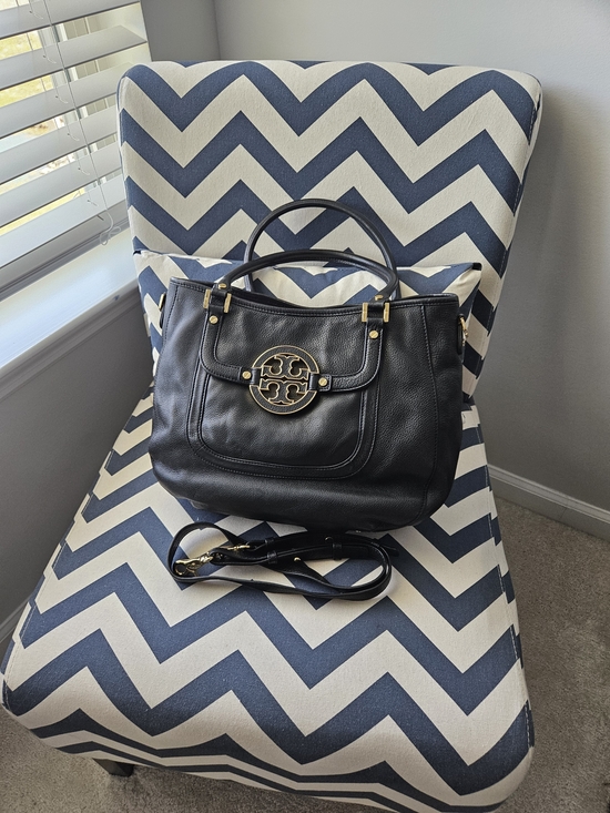 Tory Burch Handbags - Tory Burch Black Leather Satchel with Gold Logo 13l X 10w